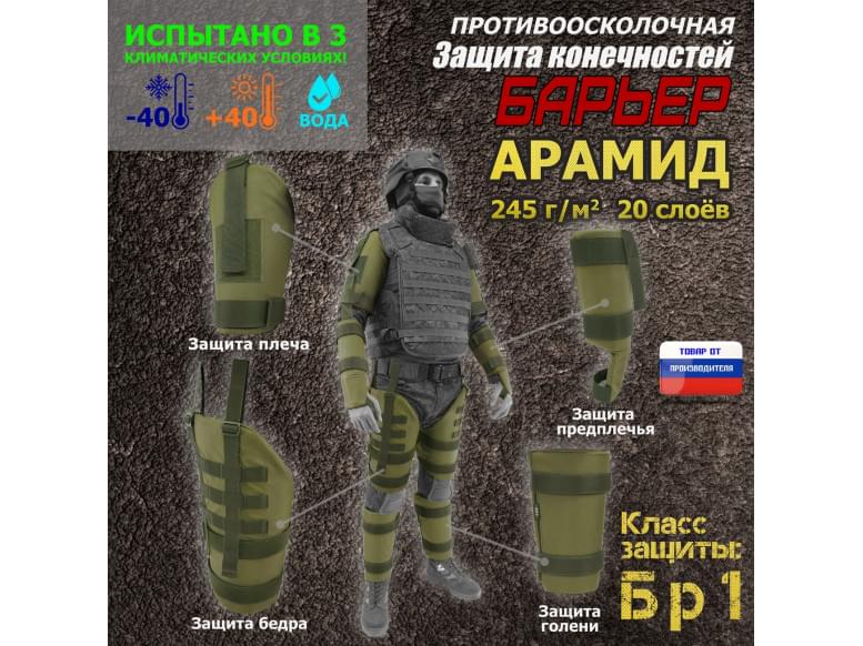 Комплект противоосколочной защиты "Барьер". Арамид (кевлар). Класс защиты Бр 1. 