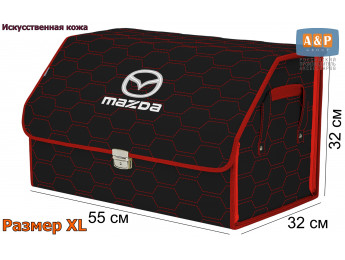 Органайзер-саквояж "Союз Премиум" в багажник Mazda (Мазда), размер XL. Цвет: черный с красной прострочкой Соты.